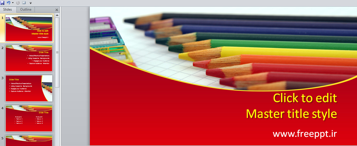 قالب پاورپوینت مداد رنگی دانش آموز