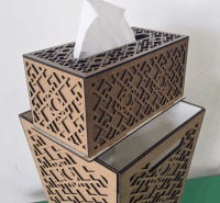 سطل زباله با جعبه دستمال کاغذی گردویی (مدل منتظم)