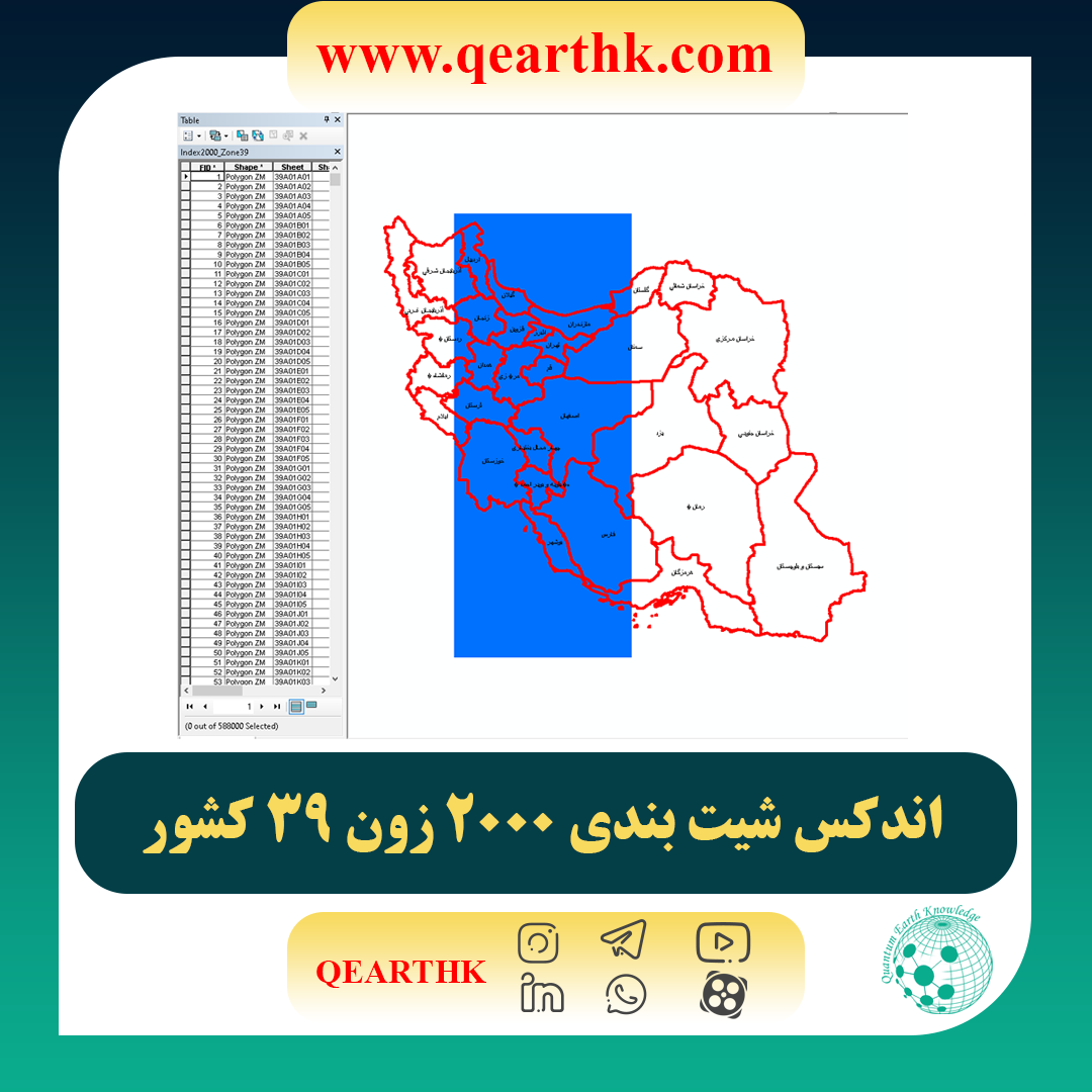 شیپ فایل اندکس شیت بندی 2000 زون 39 کشور ایران