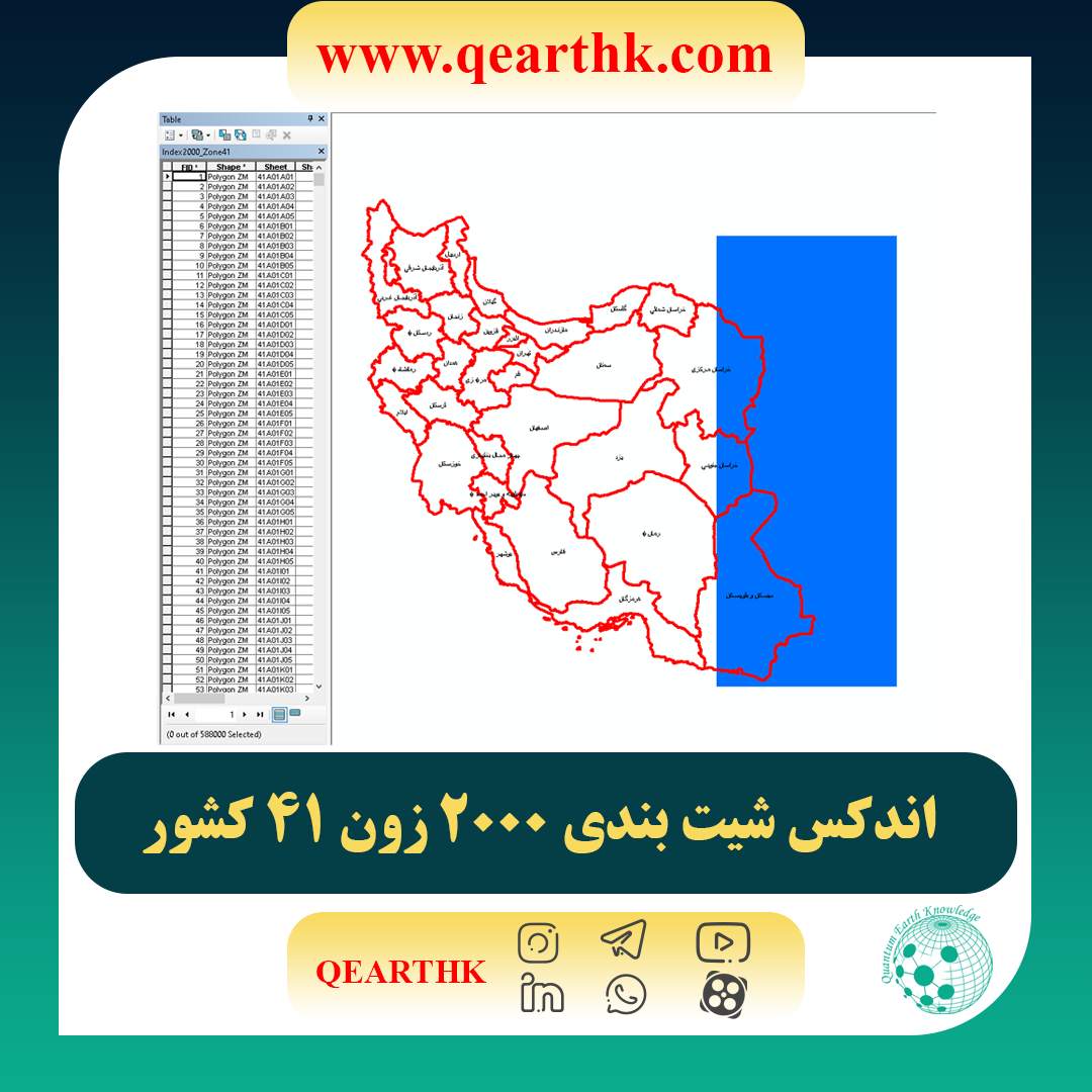 شیپ فایل شیت بندی 2000 زون 41 کشور ایران